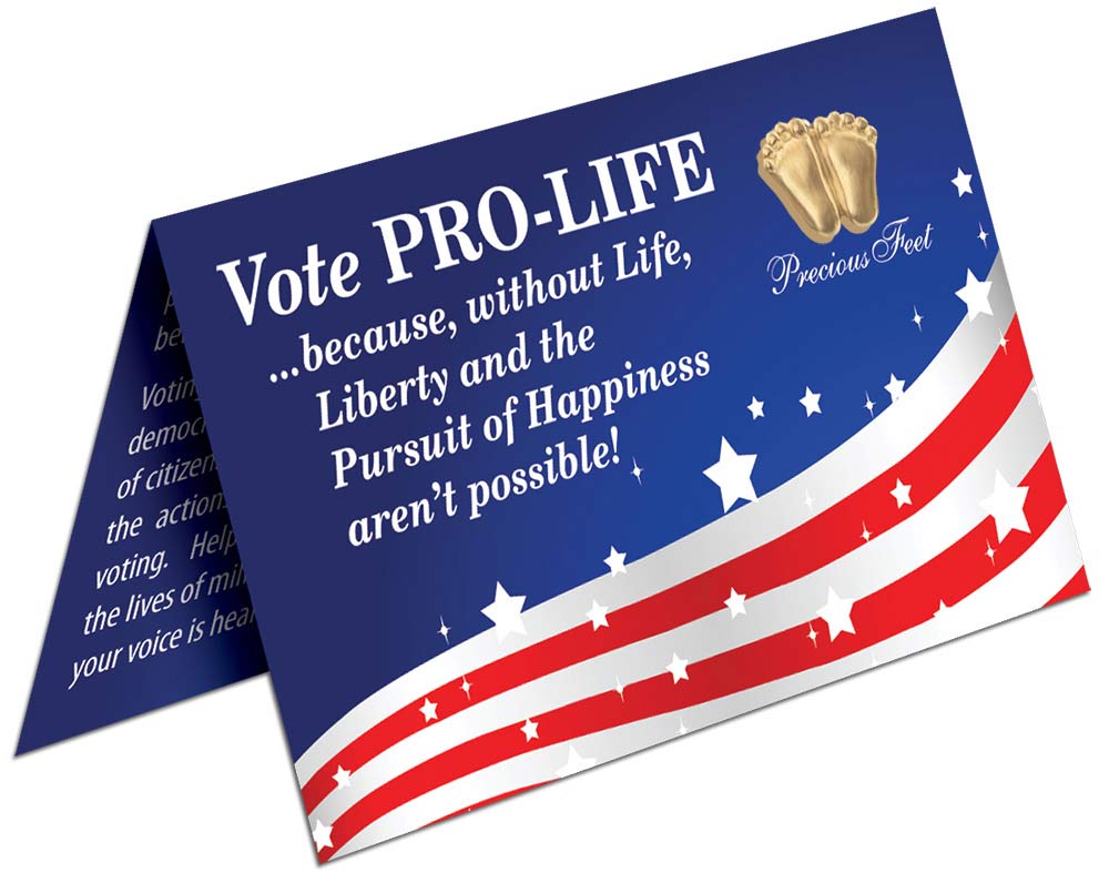 Jewelry, Lapel Pin, Precious Feet, Gold-Colored, Vote Pro Life Card