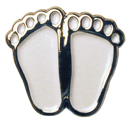 Jewelry, Lapel Pin, Precious Feet, White Fill/Nickel, Fetal Bookmark