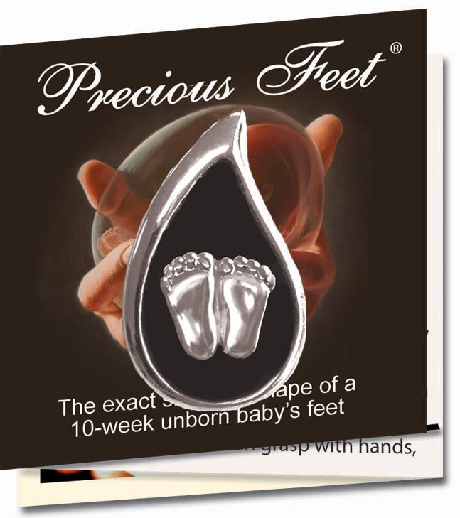 Jewelry, Lapel Pin, Precious Feet, Silver Plated, Tear Drop