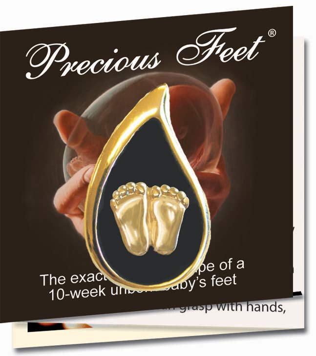 Jewelry, Lapel Pin, Precious Feet, 14k Gold Plate, Tear Drop