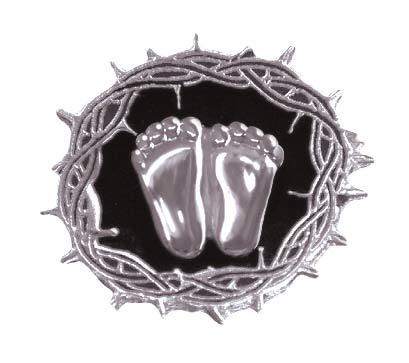Jewelry, Lapel Pin, Precious Feet, Silver Plated, Crown/Thorns