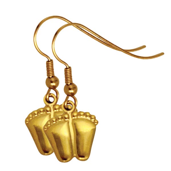 Jewelry, Earrings, Precious Feet, 14K Gold Plated, Dangle Earrings