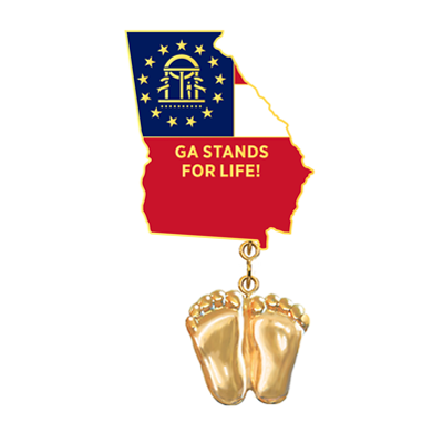 Jewelry, Lapel Pin, Precious Feet, 14K Gold Plated, Georgia  Flag