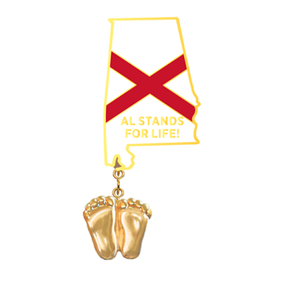 Jewelry, Lapel Pin, Precious Feet, 14K Gold Plated, Alabama Flag