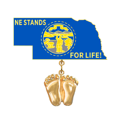 Jewelry, Lapel Pin, Precious Feet, 14K Gold Plated, Nebraska Flag