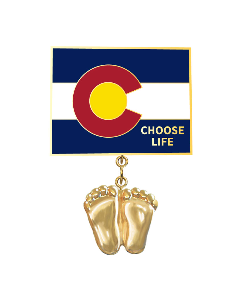 Jewelry, Lapel Pin, Precious Feet, 14K Gold Plated, Colorado Flag