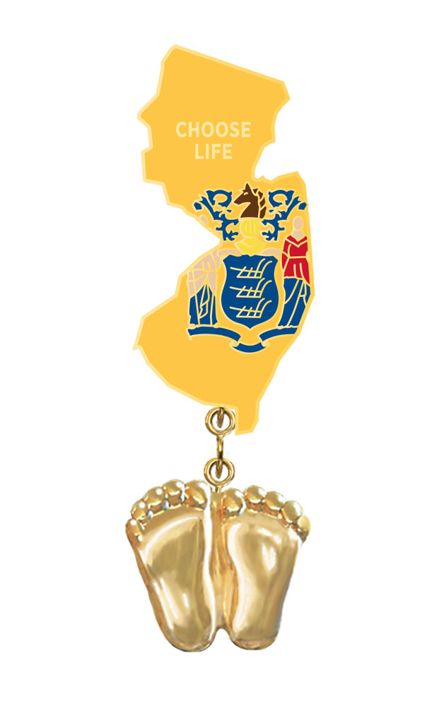 Jewelry, Lapel Pin, Precious Feet, 14K Gold Plated, New Jersey Flag