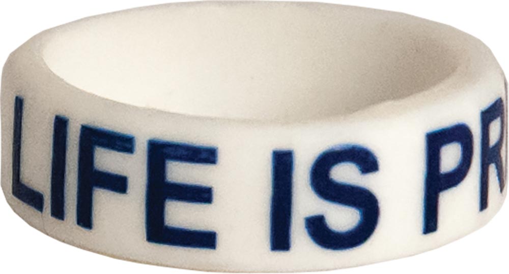 Awareness Ring, Life is Precious, Rubber White: 50/pk