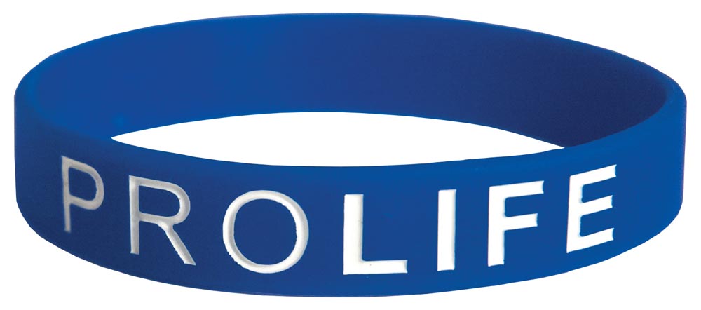 Awareness Bracelet, Pro Life, Rubber Blue, 1/2 inch: 50/pk