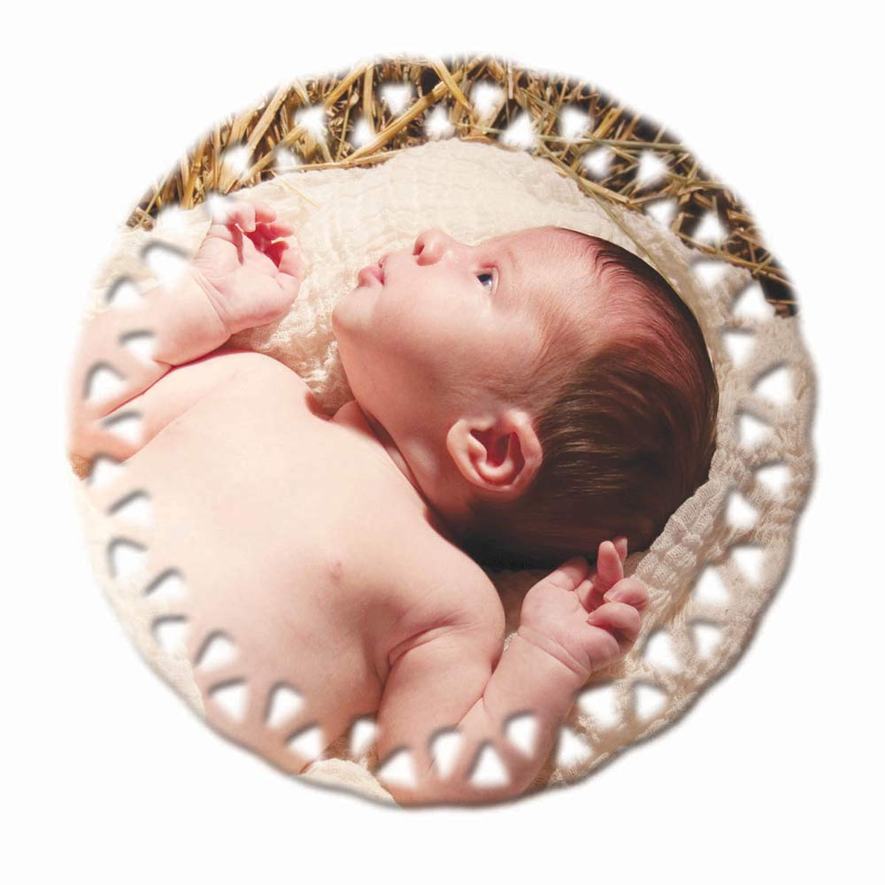 Ornament, Baby Jesus in the Manger: Pack of (10)