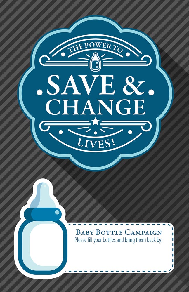 Poster, Baby Bottle Fundraiser. Power To Save: Pack of (10)