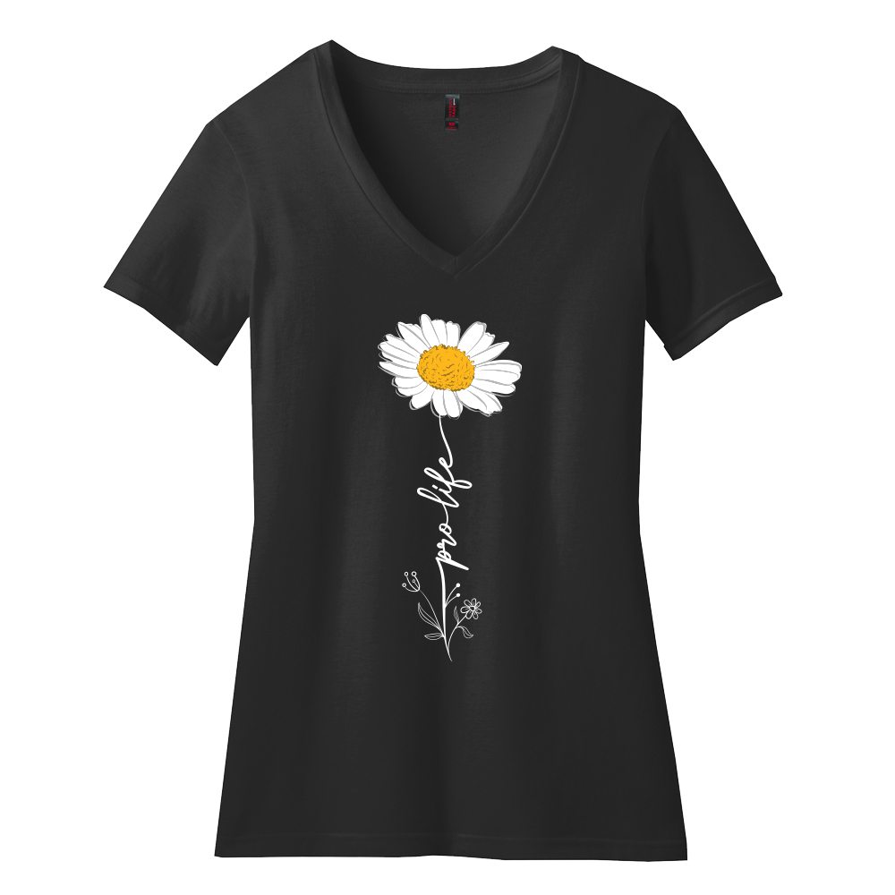 T-Shirt, Pro-Life Flower Design V-Neck