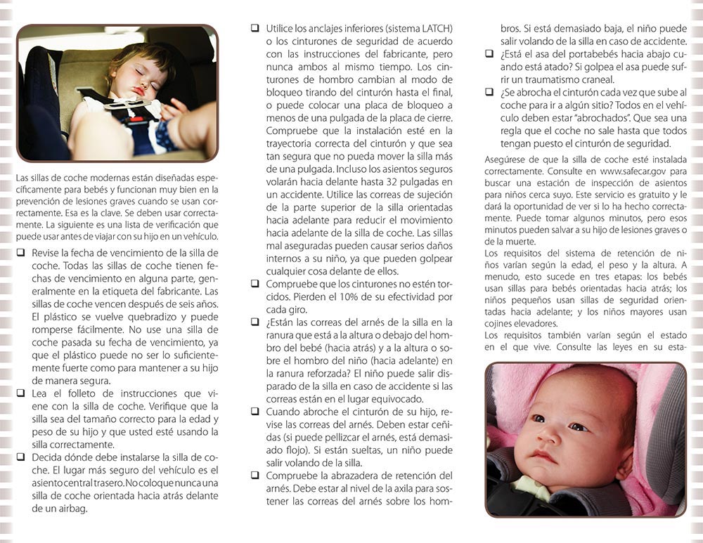 Literature, Car Seat Safety, Spanish: Pack of (50)