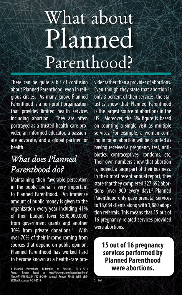 Bulletin, What About Planned Parenthood: 100/pk